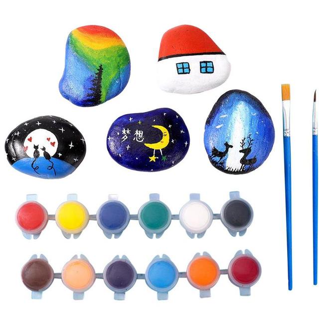 Stone Painting Kit Arts And Crafts For Girls Crafts For Kids Rock  Decorating Kit Natural Stone Art Supplies For Kids Kids Art - AliExpress